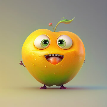 Cute Cartoon babaco fruit Character. Generative Ai
