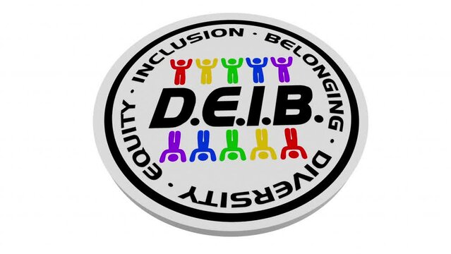 DEIB Diversity Equity Inclusion Belonging Sign Emblem People Group 3d Animation
