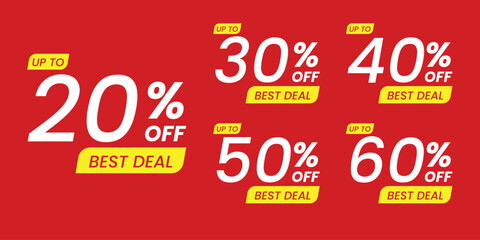 Best deal labels collection on red background