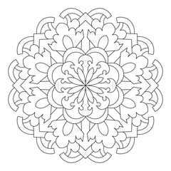 Mandala pattern. Oriental decorative round ornament can be used for meditation background, stress therapy and coloring page.