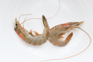 Raw shrimp. Tasty prawns.