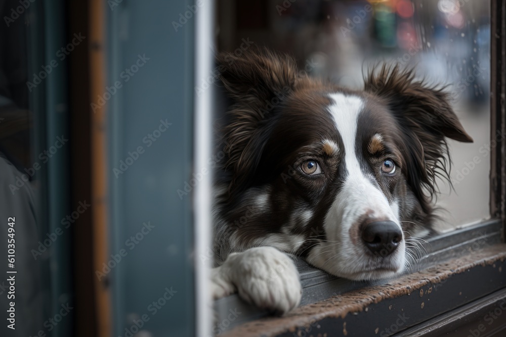 Poster waiting dog. Generated by AI.