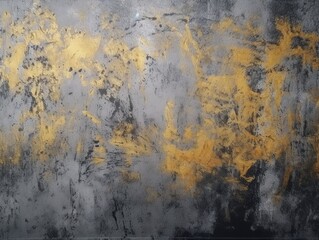 Alte schmutzige Wand mit goldenen Flecken: Weiß, Grau und Gold in Kontrast