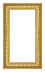 3d render antique classic golden frame isolated on white background
