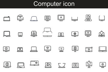 Devices and electronics related line icons.Computer and mobile phone vector linear icon set.