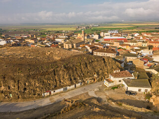Sunrise in Valtierra, Ribera Navarra. Caves in the mountains