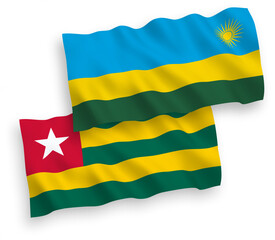 Flags of Togolese Republic and Republic of Rwanda on a white background