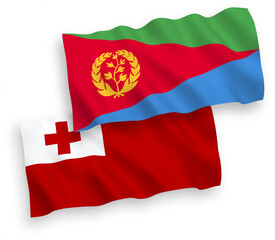 Flags of Kingdom of Tonga and Eritrea on a white background