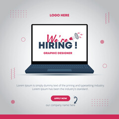 We are hiring social media post banner, join our team announcement lettering in speech bubble chat box vector illustration, Job Vacancy Advertisement Concept
