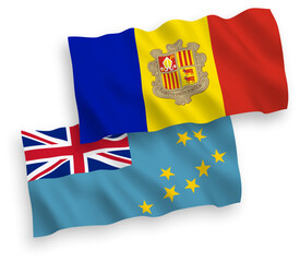 Flags of Tuvalu and Andorra on a white background
