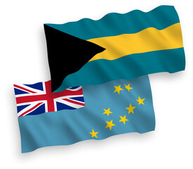 Flags of Tuvalu and Commonwealth of The Bahamas on a white background