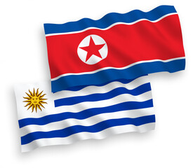 Flags of North Korea and Oriental Republic of Uruguay on a white background