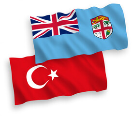 Flags of Turkey and Republic of Fiji on a white background