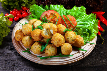 cod dumpling, salt cod fritters, bunuelos de bacalao. Brazilian snack 
