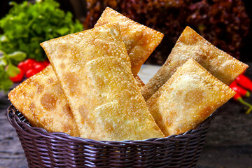 Pastel, Brazilian snack, Traditional Brazilian pastry 	