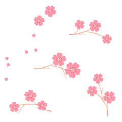 Obraz na płótnie Canvas Set of cherry blossom Sakura flower icon sign isolated on white background vector.