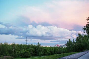 Beautiful clouds after rain at sunset