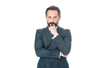 serious businessman boss isolated on white. businessman boss in studio. businessman boss