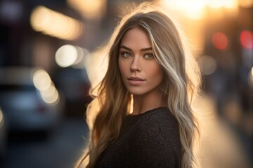 AI generated non existing beuatiful woman in the city