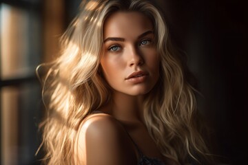 Portrait of a beautiful AI generated non existing women