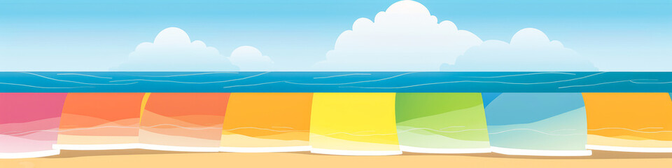 Captivating banner, minimalist design in beach vacation-inspired colors, evoking emotions and desire for a coastal getaway ideal for boosting marketing appeal. Generative AI