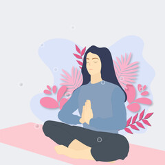 mental illness woman is meditating