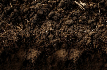 Compost dirt soil agricultural wallpaper, dirt texture in the style of national geographic. Generative Ai.