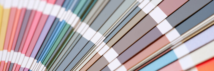 Palette fan in different multicolored color samples for catalogue