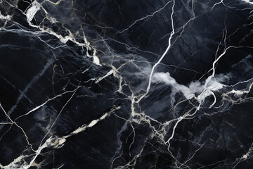 Stormy Elegance: High-Resolution Man Ray-Inspired Black Marble with Glossy Finish and Intricate White Veins