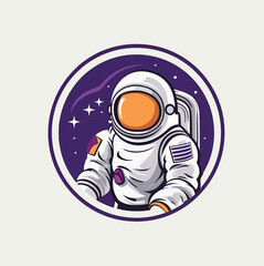 Astronaut Circle Logo Mascot Vector Illustration