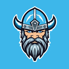 Blue Ice Viking Esports Logo Mascot Vector Illustration
