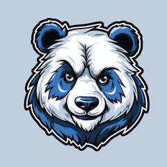 Panda Head Esports Logo in Blue Mascot Vector Illustration