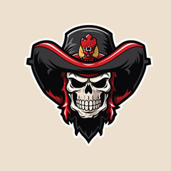 Skull Cowboy Rider Esports Logo Mascot Vector Illustration