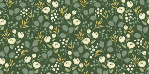 Floral seamless pattern. Vector design for paper, cover, fabric, interior decor and other - 610362592
