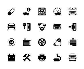 Service station vector silhouette icons set. Isolated icon collection Service station on white background. Car service symbol vector set.