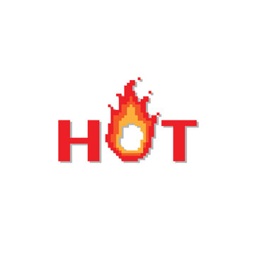logo letter o fire pixel design template