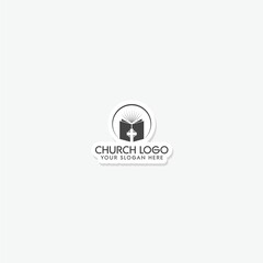 Fototapeta premium Church and book logo design template sticker icon
