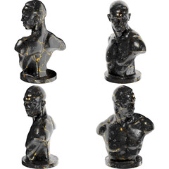 Obraz premium Boxer Emil Andreasen Black glossy marble and gold statue. Perfect for graphic design, social media.