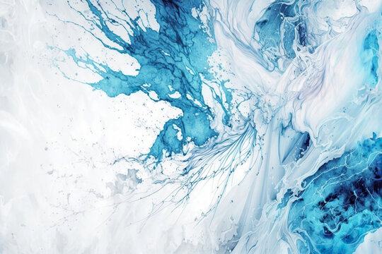 Abstract blue watercolor paint marble background , Ink colors are amazingly bright artwork watercolor , Created with generative AI