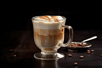 Iced Dalgona Coffee, a trendy fluffy creamy whipped coffee. Generative AI