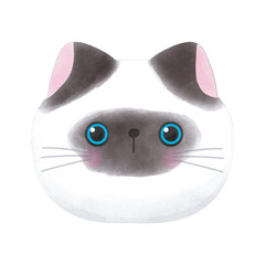 Cute Himalayan cat head watercolor style vector illustration on white background