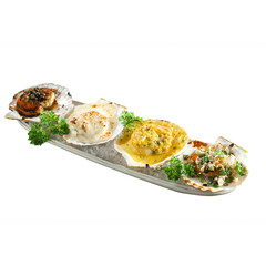 Transparent background of different flavour scallops