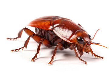 brown cockroach on white background. Ai generative