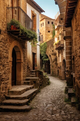 Fototapeta na wymiar Captivating allure of a medieval town in Merengue, Spain. Generative AI