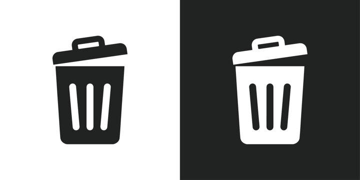 black and white trash bin vector design