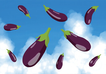 eggplants floating in the sky