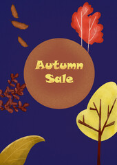 Ressource graphique sur le thème de l'automne avec couleurs chatoyantes, arbres et pattern pour faire des ventes ou valoriser ses promotions automnales.