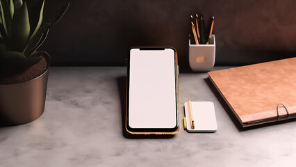 Mockup phone minimalist mockup - Escritorio minimalista mockup movil cuaderno notas, inspiracional