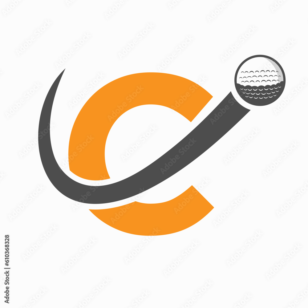 Wall mural Initial Letter C Golf Logo Design. Initial Hockey Sport Academy Sign, Club Symbol