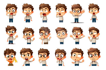 Fototapeta premium cartoon, pattern, vector, icon, people, illustration, set, seamless, boy, animal, child, character, face, wallpaper, symbol, fun, design, baby, kid, skull, art, funny, color, children, smile